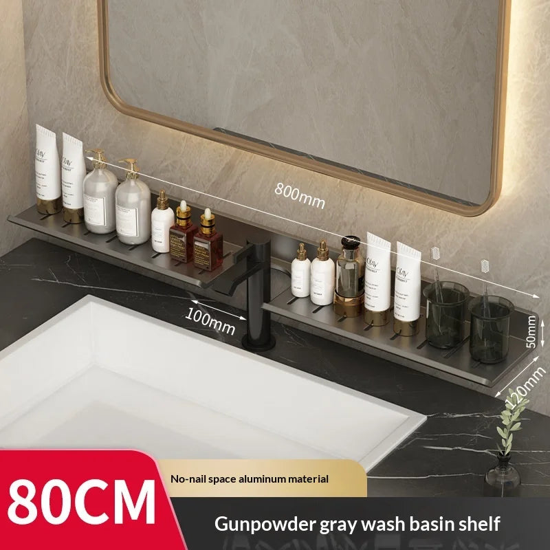 Étagère de Salle de Bain Inox Sans Perçage pour Lavabo