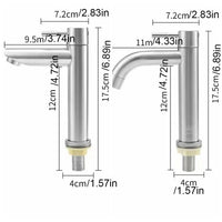 Robinet Lave-Main Inox 304 Noir ou Brossé, Bec Droit ou Courbé