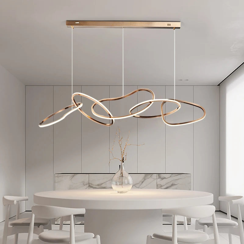 Suspension Cuisine LED Anneaux Entrelacés, 80 à 180 cm
