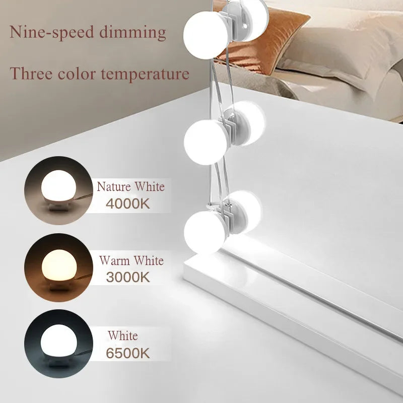 Kit d'Ampoules LED Hollywood pour Miroir, 6, 10 ou 12 Ampoules, USB