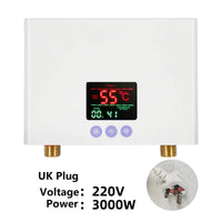 Chauffe-Eau Instantané Électrique Mural avec Télécommande, 3 000 ou 5 500 W