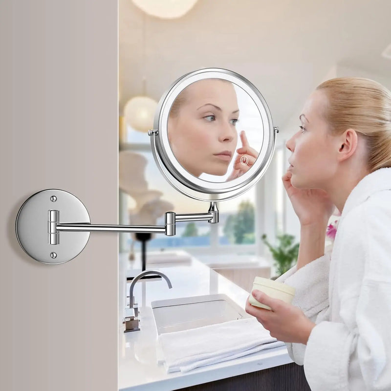 Miroir Grossissant Mural LED Rechargeable Double Face Tactile x5 ou x10