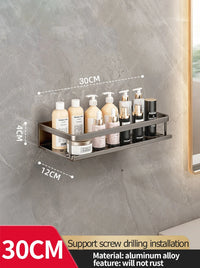 Étagère Murale Salle de Bain Aluminium Noir ou Gris 30-50 cm
