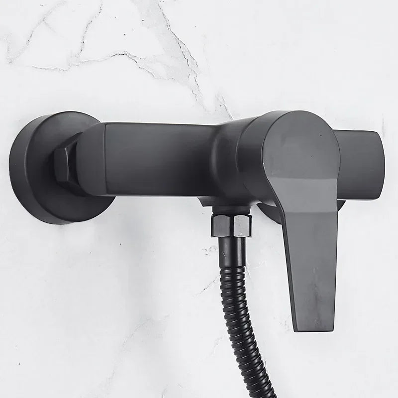 Mitigeur Douche Mural Noir Mat, Seul ou avec Douchette et Flexible
