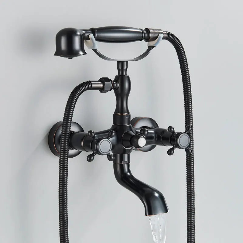 Robinet Baignoire Douche Laiton Antique, avec Douchette