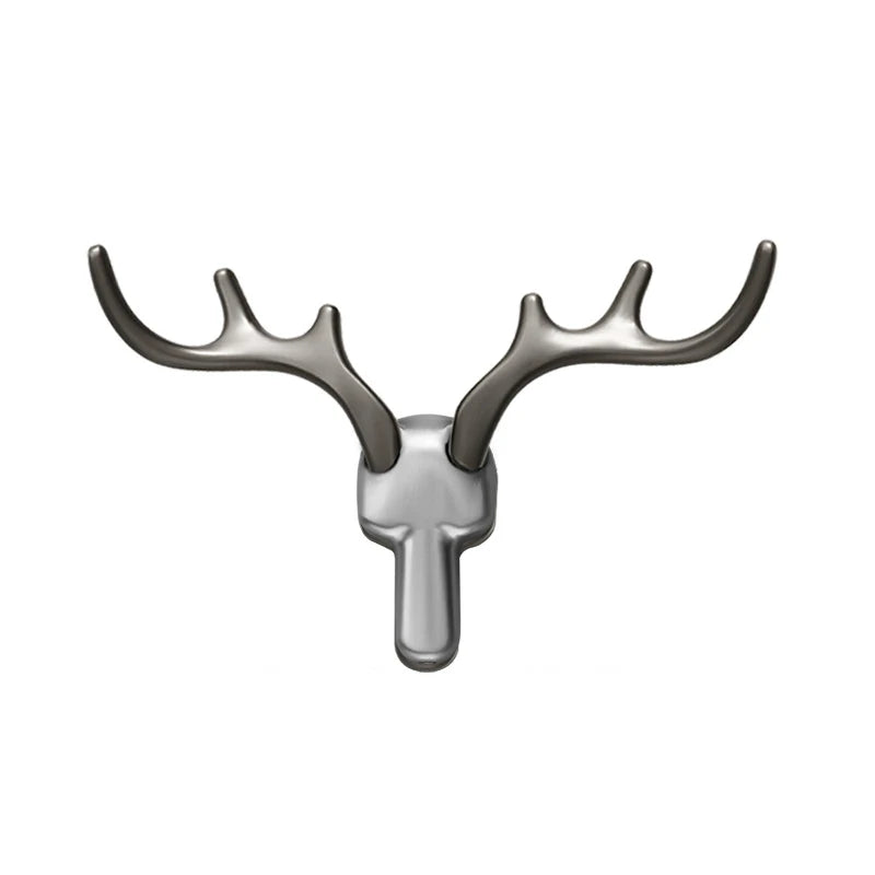 Patère Murale Bois de Cerf Alliage de Zinc Noir, Doré ou Argent