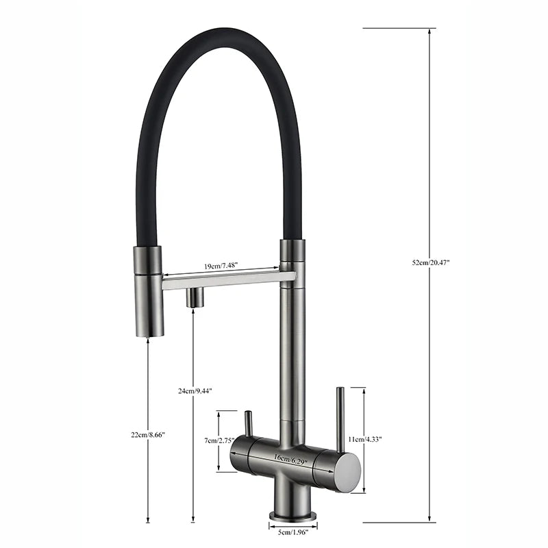 Mitigeur Cuisine Eau Filtrée 3 Voies Double Bec, 11 Modèles