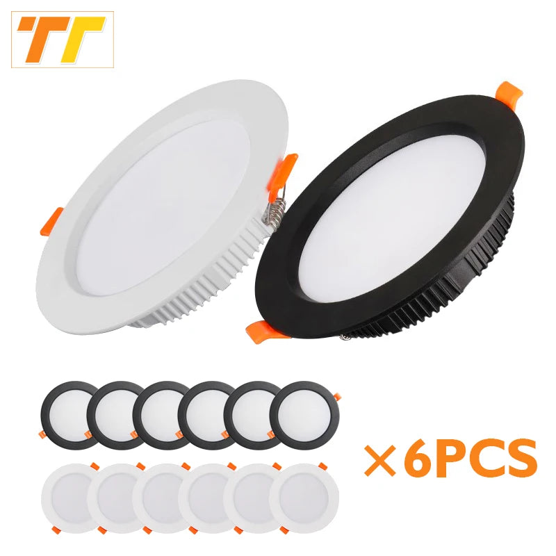 Downlight LED Cuisine Encastré Lot de 6 Blanc Noir