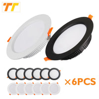 Downlight LED Cuisine Encastré Lot de 6 Blanc Noir