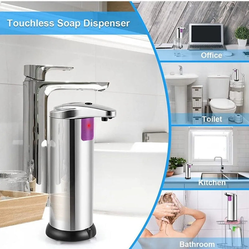 Distributeur de Savon Automatique Inox 300 ml Sans Contact à Piles