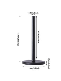 Porte-Essuie-Tout Noir en Métal sur Pied, Tige Haute 30 cm, Base Ronde