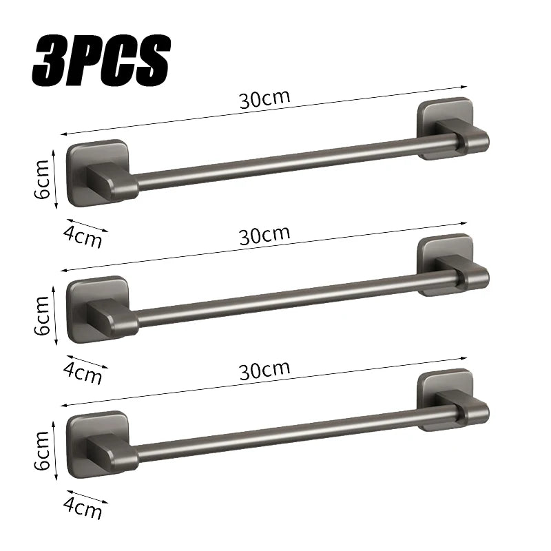 Porte-Serviette Sans Percer Aluminium Gris Anthracite 30 à 50 cm