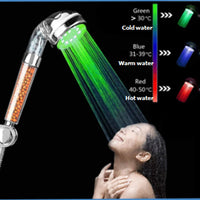 Pommeau de Douche LED avec Billes Minérales Filtrantes, 3 ou 7 Couleurs