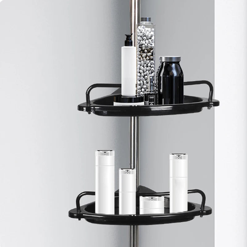 Étagère de Douche Télescopique Inox 4 Niveaux, Noir ou Blanc