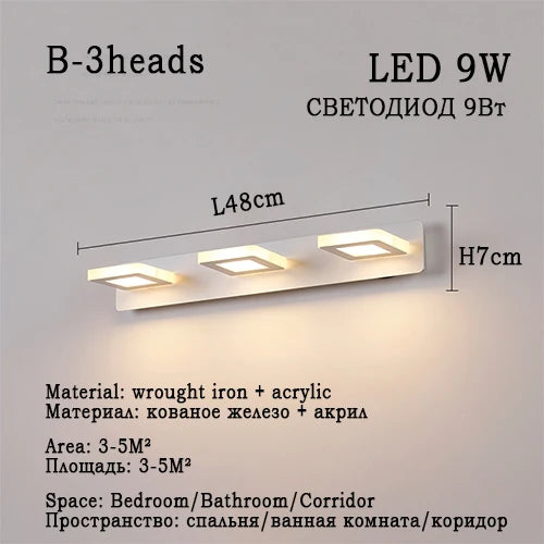 Applique LED Miroir Salle de Bain Étanche Ronde ou Carrée