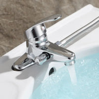 Robinet de Baignoire Chromé avec Sortie Douchette 2 Trous