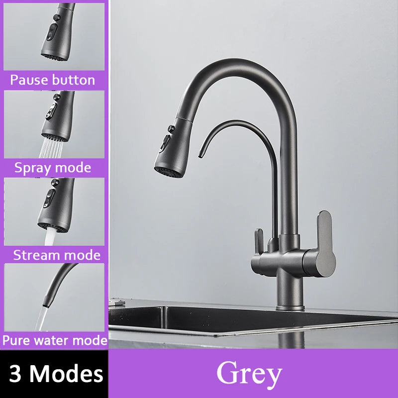 Mitigeur Cuisine Col de Cygne Eau Filtrée Extractible, 8 Finitions