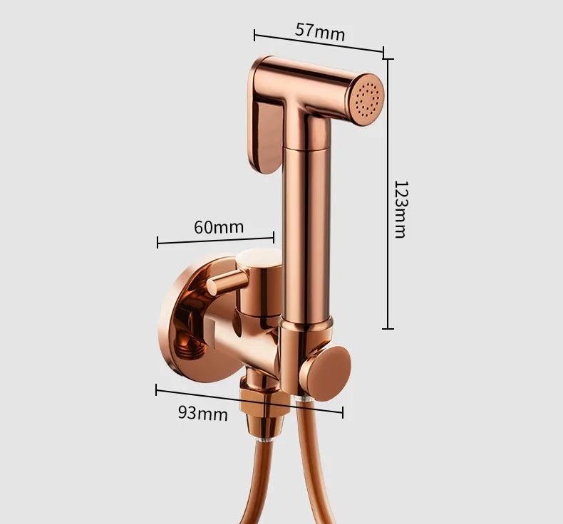 Douchette WC Or Rose Eau Froide en Laiton avec Robinet d'Angle