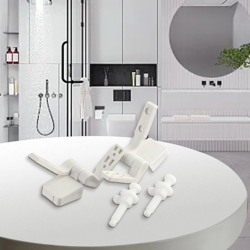 Charnière d'Abattant WC Blanche en Plastique, Jeu de 2 avec Boulons