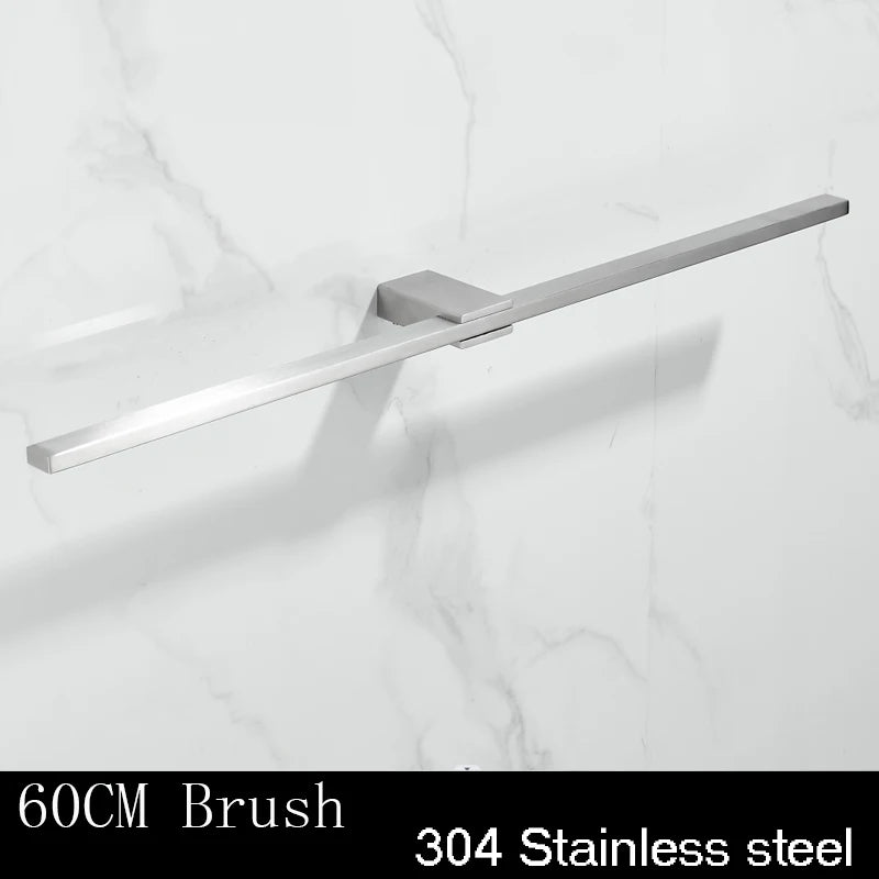 Porte-Serviette Mural Barre Plate Inox 304, 3 Finitions, 30 à 60 cm