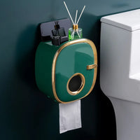 Porte-Papier Toilette Mural avec Tablette et Couvercle Sans Perçage