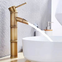 Mitigeur Lavabo Laiton et Bambou Poignée Unique