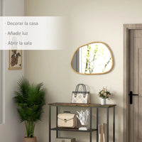 Miroir Mural Forme Irrégulière Bois Naturel 70 cm