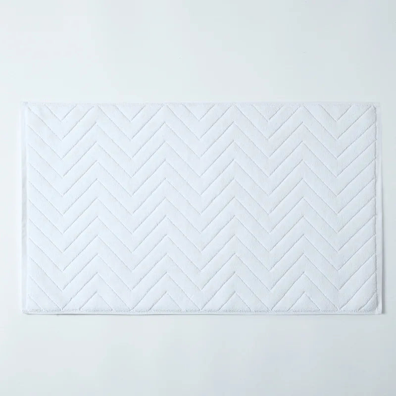 Tapis de Bain Coton Absorbant 45 x 75 cm, Motif Chevrons ou Cadre