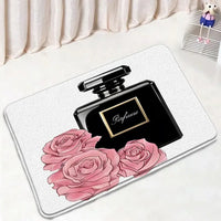 Rideau de Douche Flacon Parfum 180x180 cm et Tapis à la Pièce