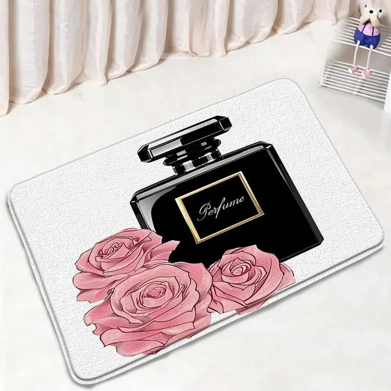 Rideau de Douche Flacon Parfum 180x180 cm et Tapis à la Pièce