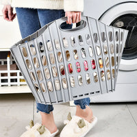 Panier à Linge Pliable en Plastique Ajouré, Bleu ou Gris Clair, 40 cm