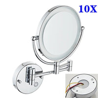 Miroir de Maquillage LED Grossissant 10X Tactile Mural Double Bras Extensible