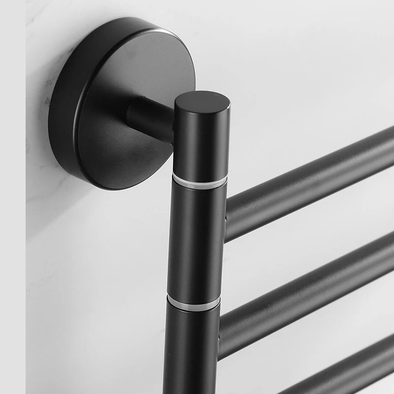 Porte-Serviette Pivotant Mural Inox Noir Mat, 4 Barres 34 cm