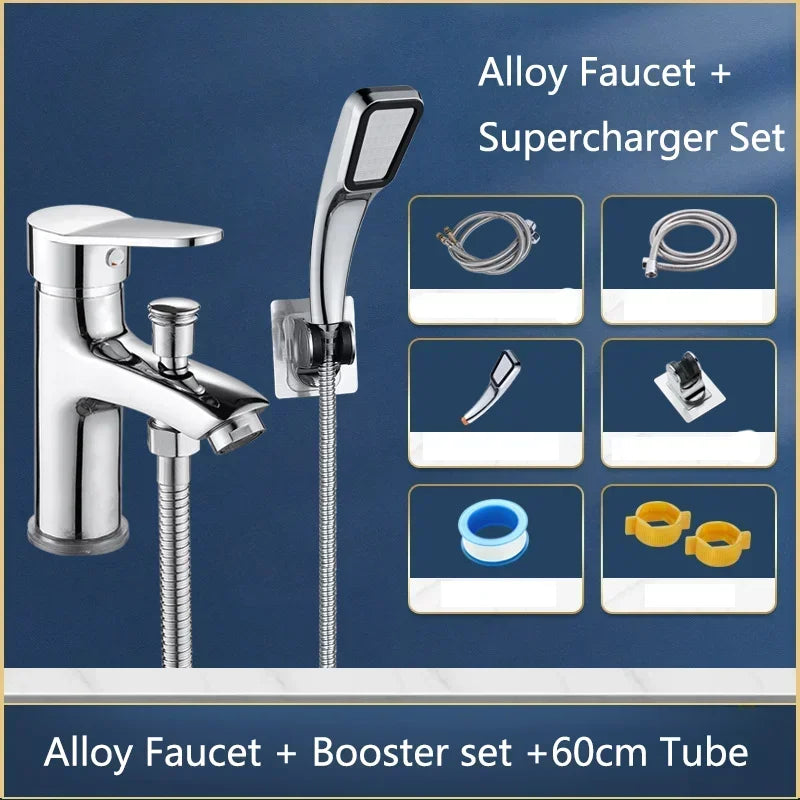 Mitigeur Lavabo Chromé avec Douchette à Main, Inverseur et Flexible