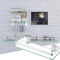 Étagère Salle de Bain Verre Trempé et Aluminium, 28,5 à 48,5 cm