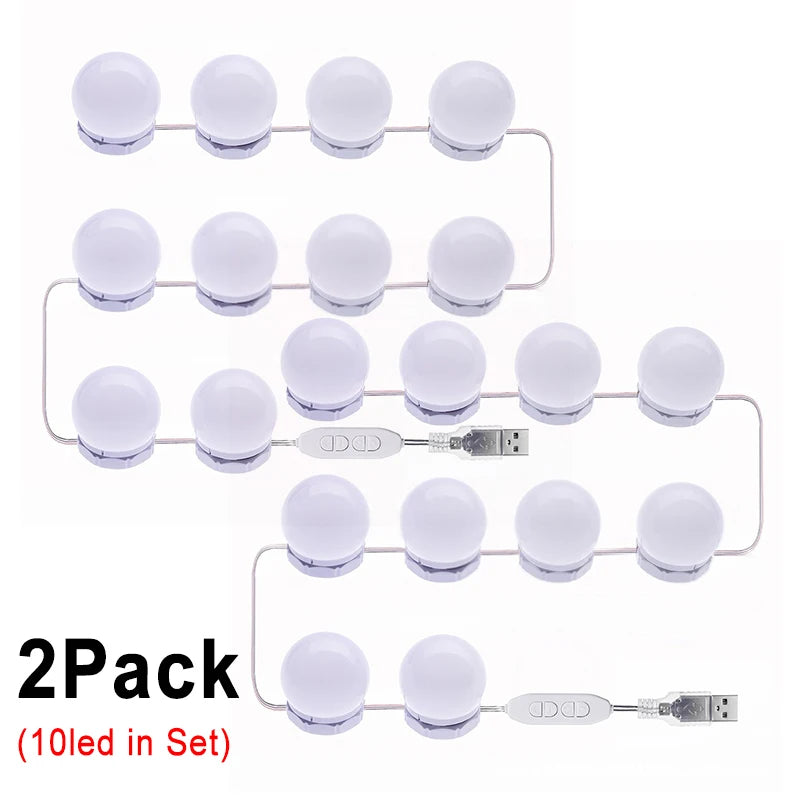 Kit 10 Ampoules LED Miroir Maquillage Hollywood USB