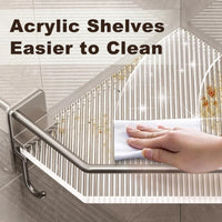 Étagère de Douche d'Angle Acrylique Sans Perçage Cadre Aluminium 32 cm