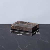Accessoires Salle de Bain Marbre Marron Foncé à la Pièce, 9 Articles