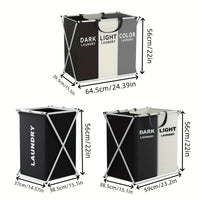 Panier à Linge Pliable 1 à 3 Compartiments, Cadre en X, Noir ou Gris