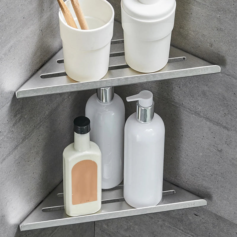 Étagère de Douche d'Angle Inox Noir ou Argent 31 x 21 cm