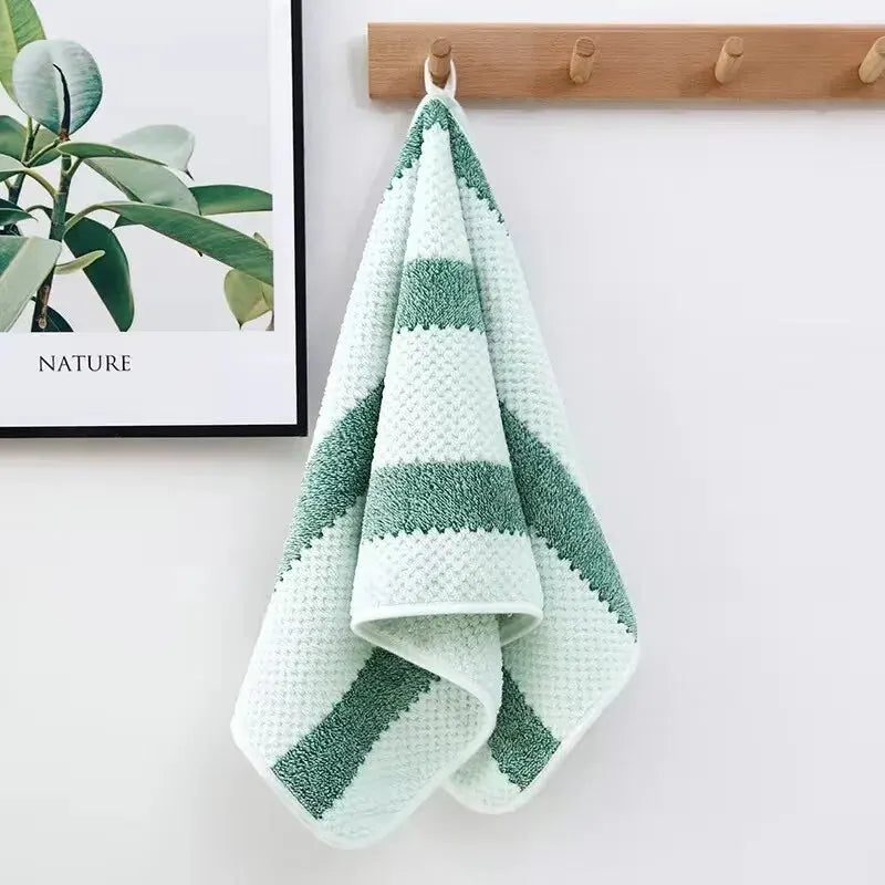 Serviette de Toilette Gaufrée Rayée Bleu et Blanc 32 x 72 cm