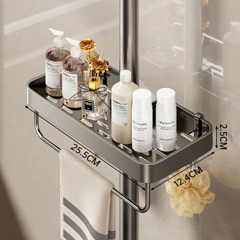 Étagère de Douche Aluminium pour Barre 19 à 25 mm, 25,5 cm