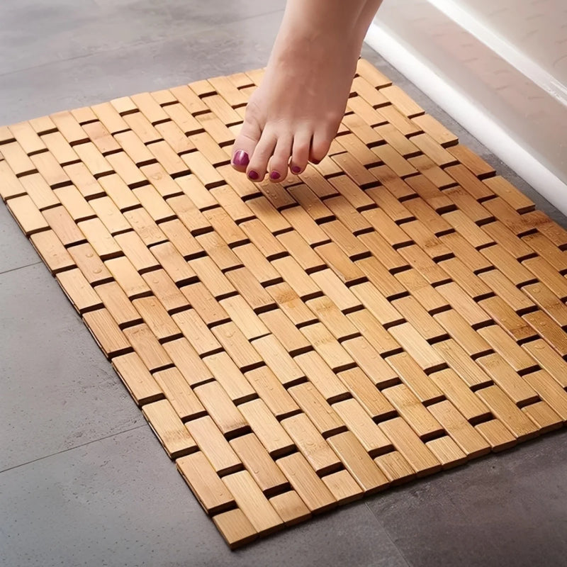Tapis de Bain Bambou Enroulable Antidérapant 40 x 60 cm et 50 x 70 cm