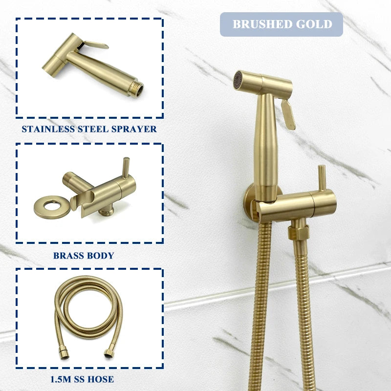 Douchette WC Murale Seule ou en Kit avec Robinet d'Angle, 4 Finitions