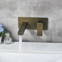 Robinet Mural Lavabo Bronze Antique à Platine, Bec Rond ou Carré