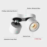 Spot LED Pliable Orientable, Simple ou Double Tête, 7 à 24 W