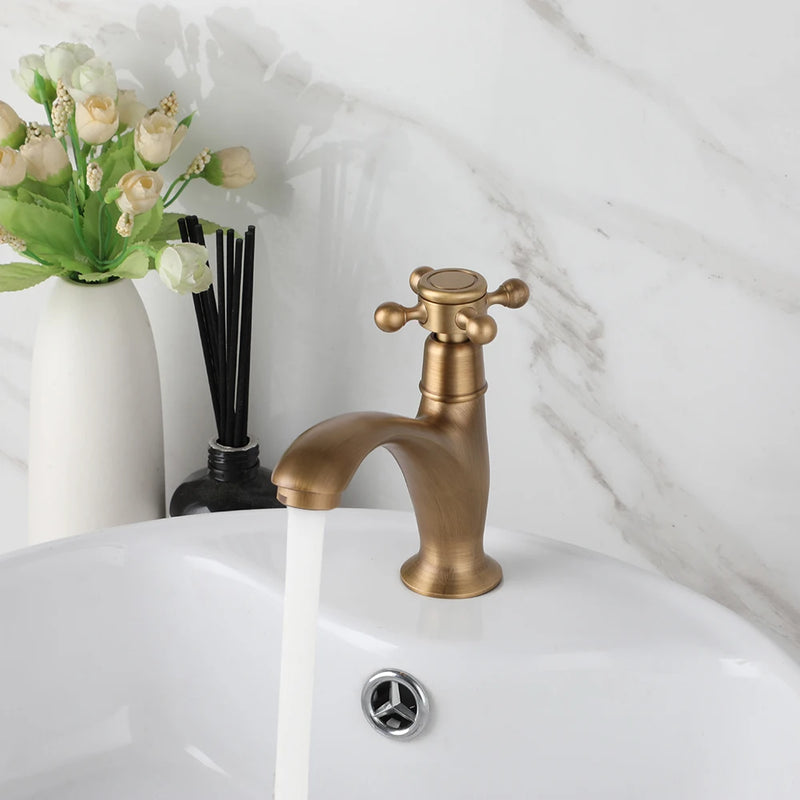 Robinet Lave-Main Eau Froide en Laiton, Antique ou Noir