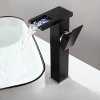 Mitigeur Lavabo Cascade LED Noir, Blanc ou Chromé, Bas ou Haut