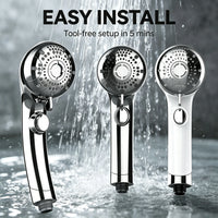 Pommeau de Douche à Main 6 Jets avec Bouton Stop, Chromé