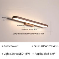 Applique Salle de Bain LED Marron pour Miroir, 40 à 100 cm